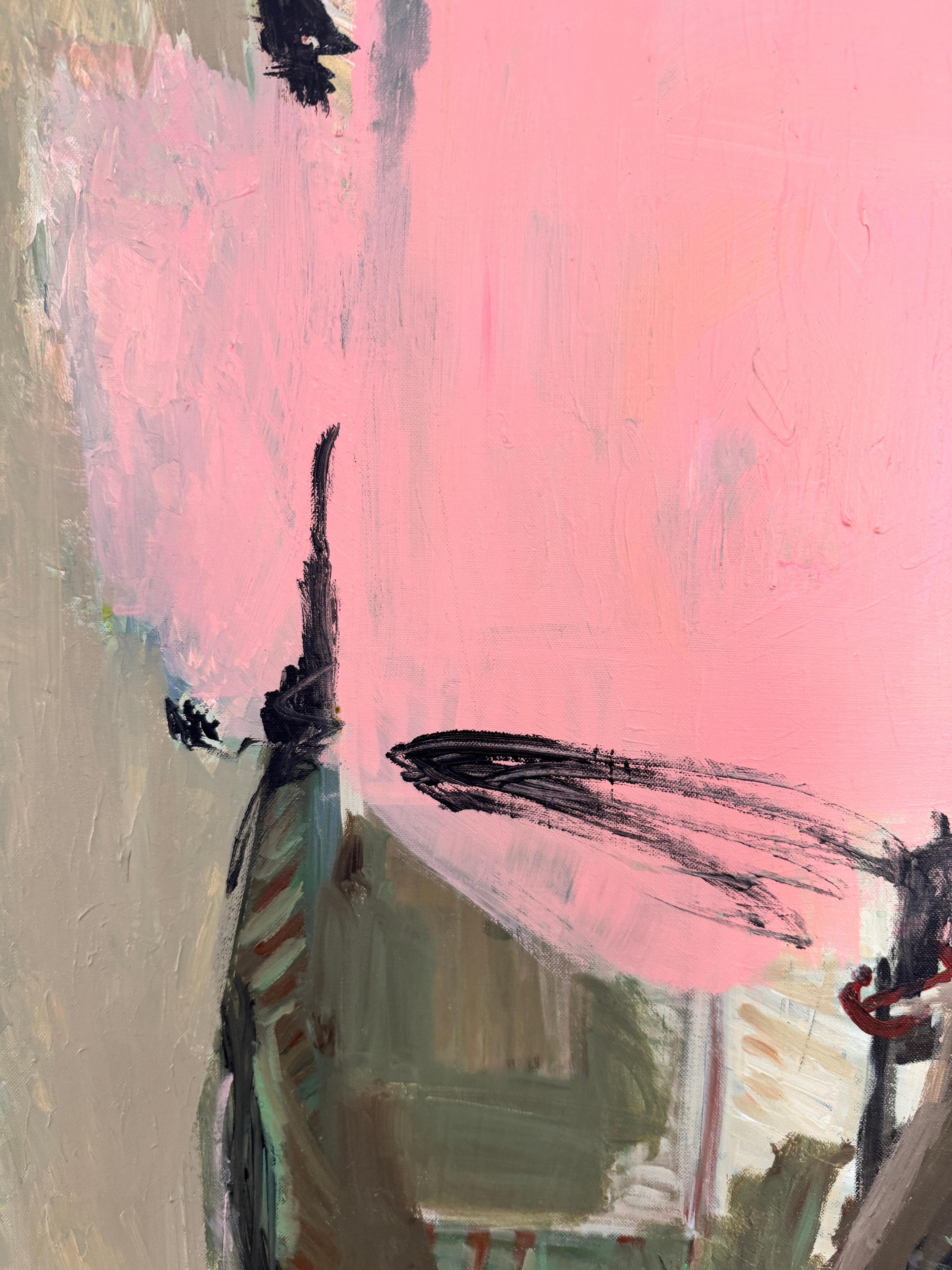 A quiet balance of movement and stillness - abstract painting - Brown Abstract Painting by Orly Glancz