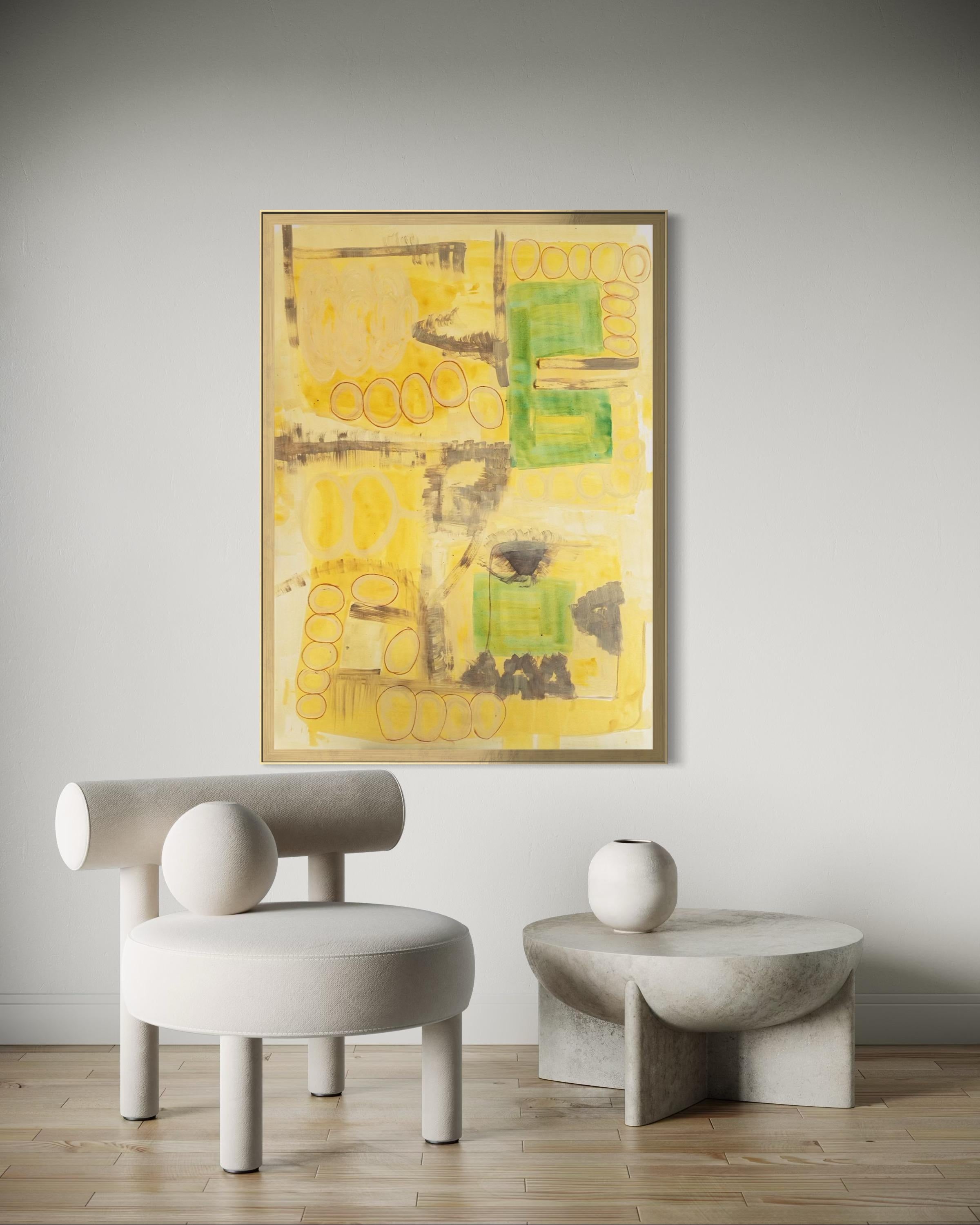 A walk in my garden - abstract painting (Beige), Abstract Painting, von Orly Glancz