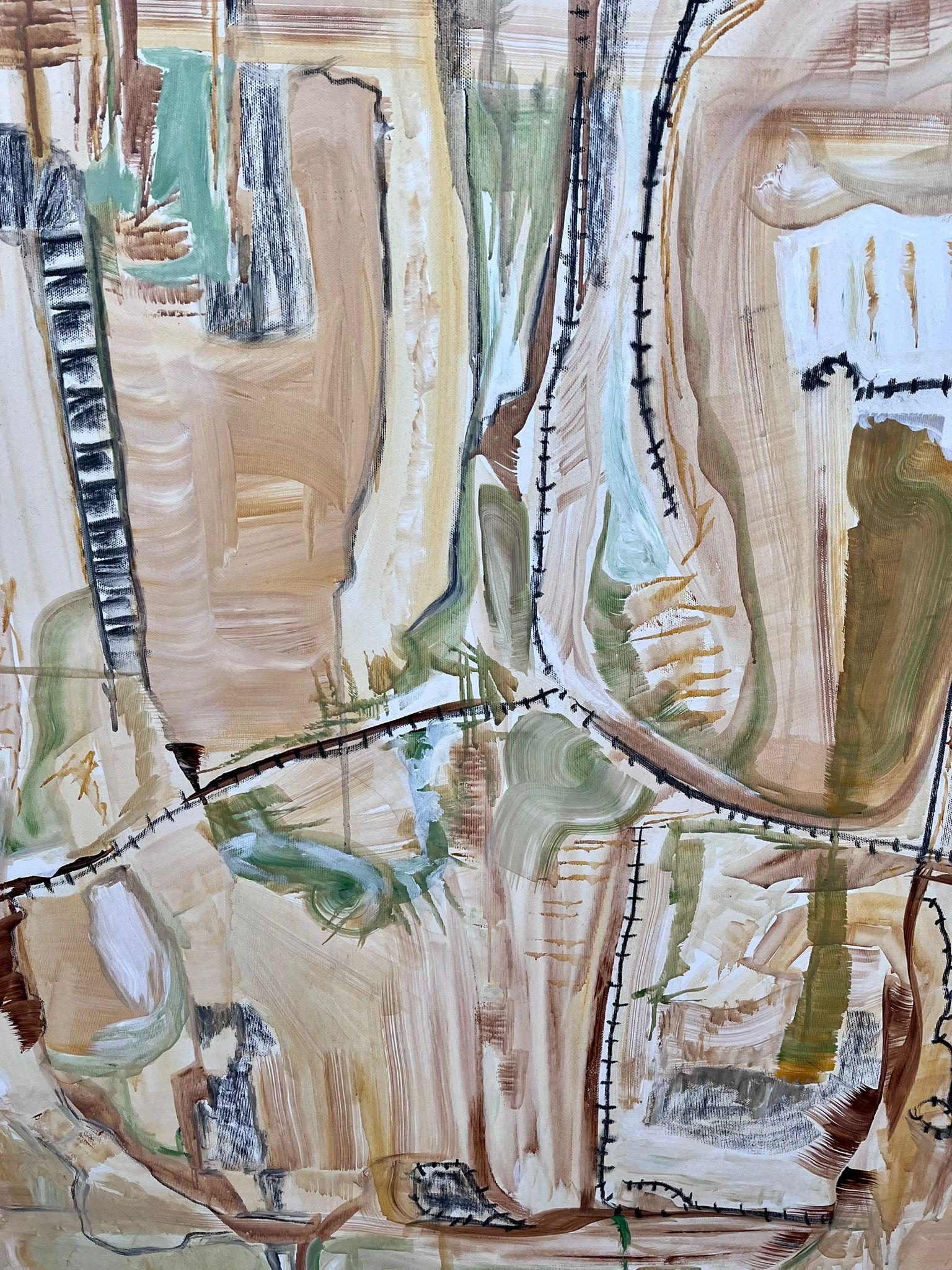 Africa - abstract painting - Beige Abstract Painting by Orly Glancz