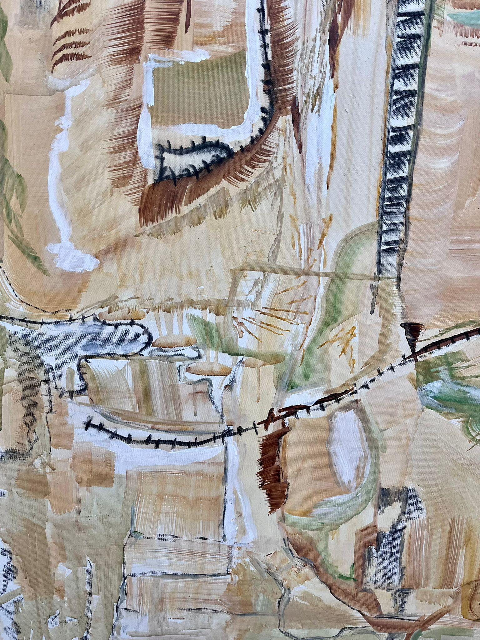 This abstract piece captures as an African vibe to it, with soft shades of brown and gold.

