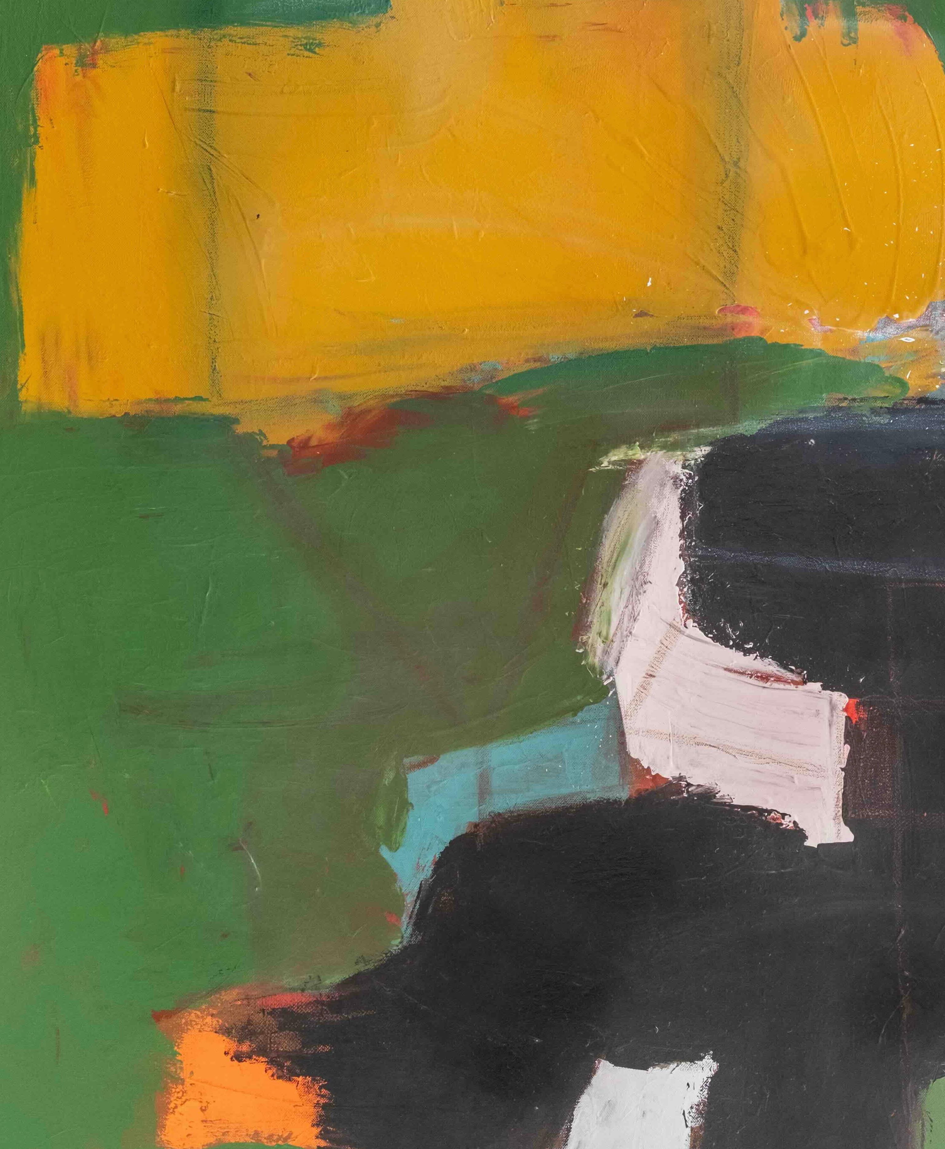 Bold Horizons - abstrakte Malerei (Schwarz), Abstract Painting, von Orly Glancz