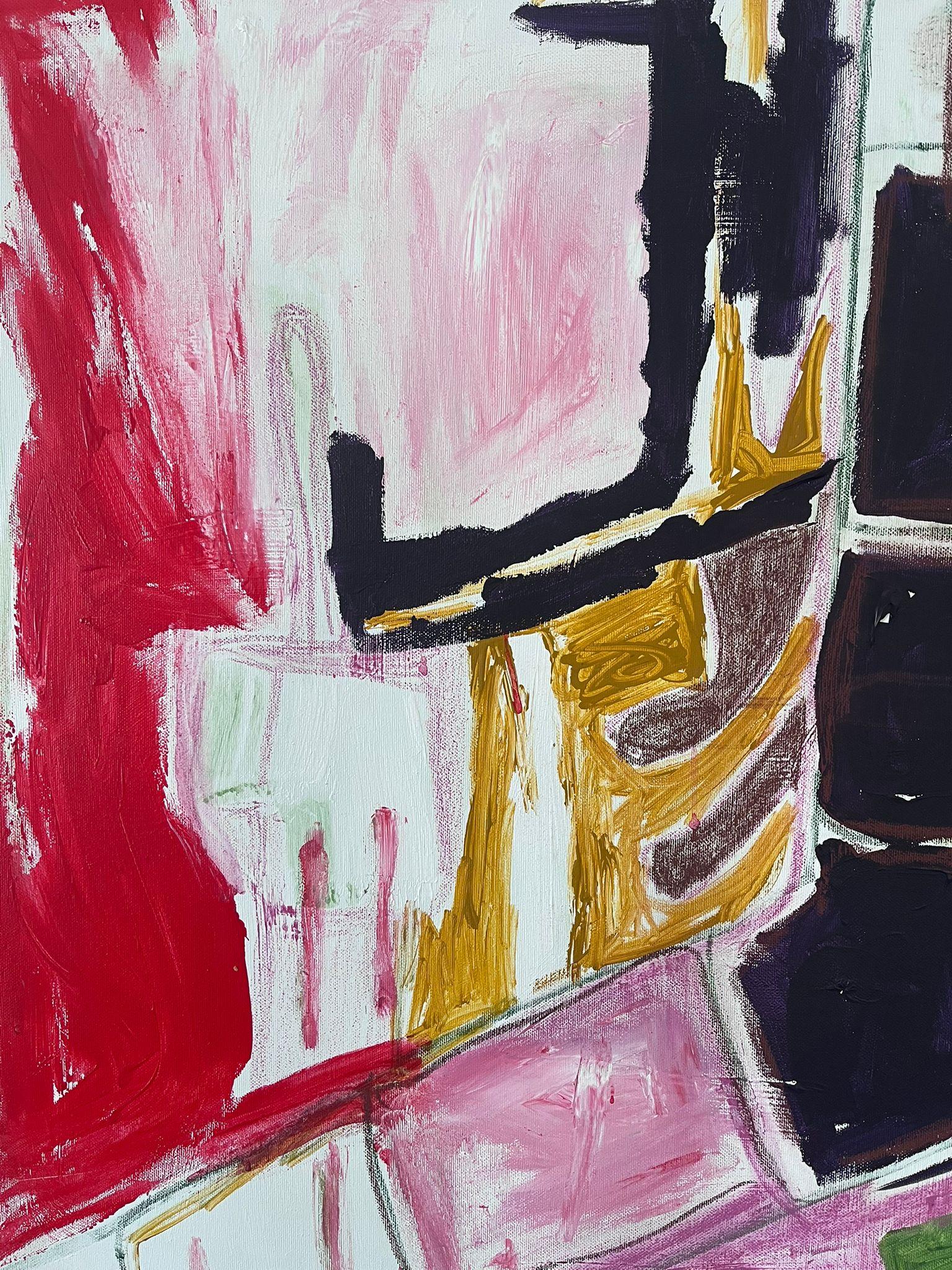 Energy in motion - abstract painting - Beige Abstract Painting by Orly Glancz