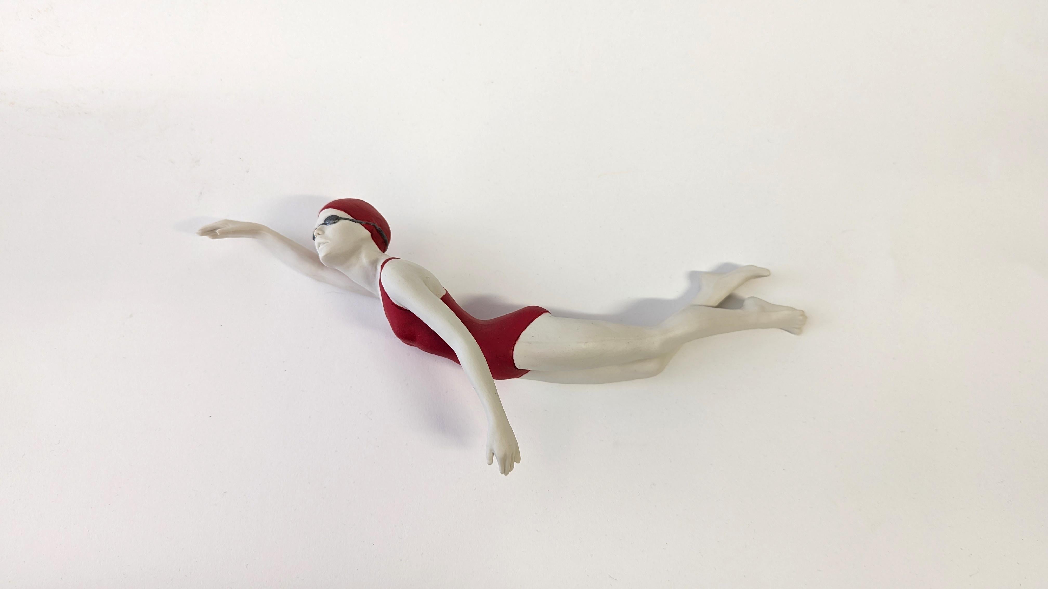 Orly Montag Figurative Sculpture - Swimmer I - figurative sculpture 