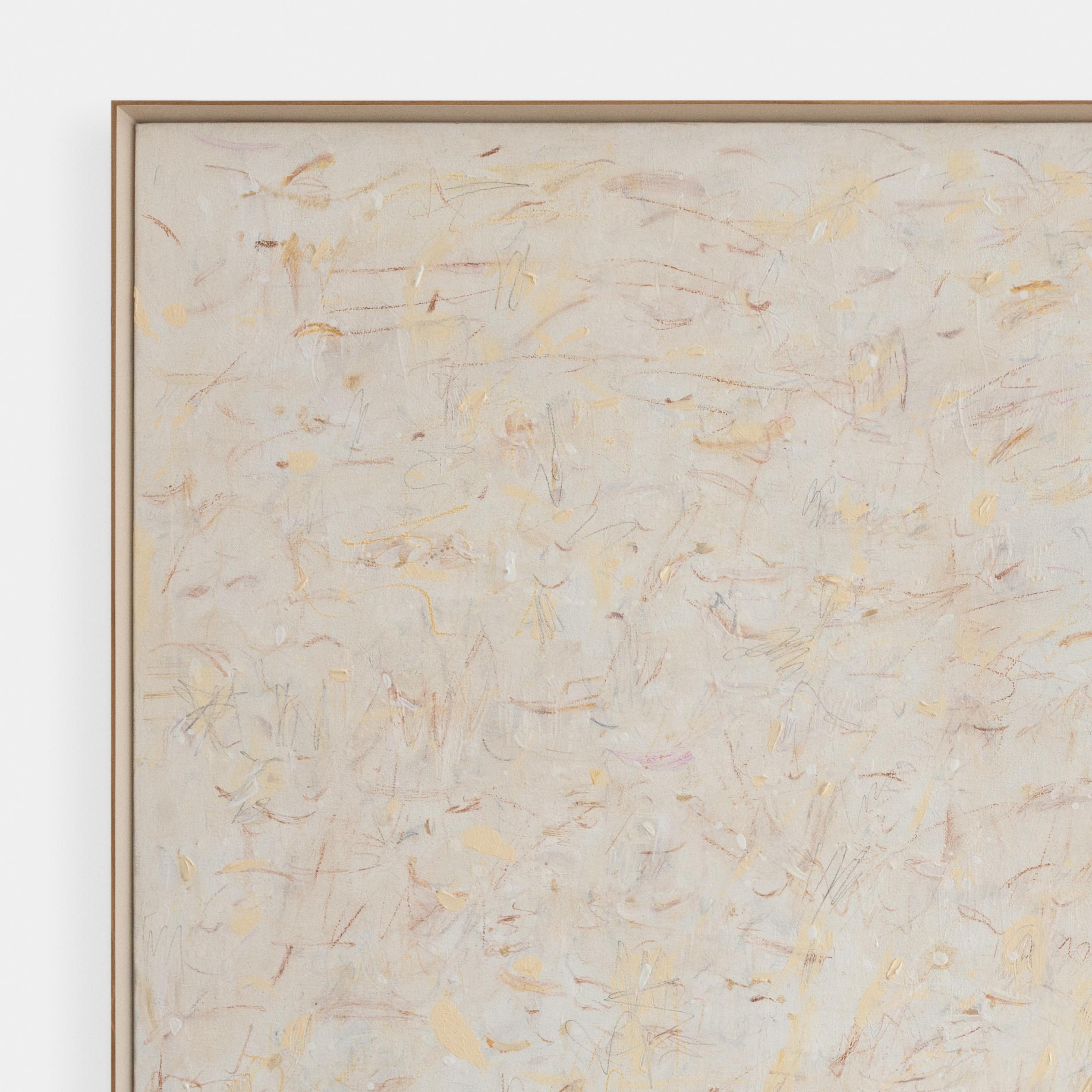 Perception I (Hear) - Beige Abstract Painting by Orly Rabinowitz