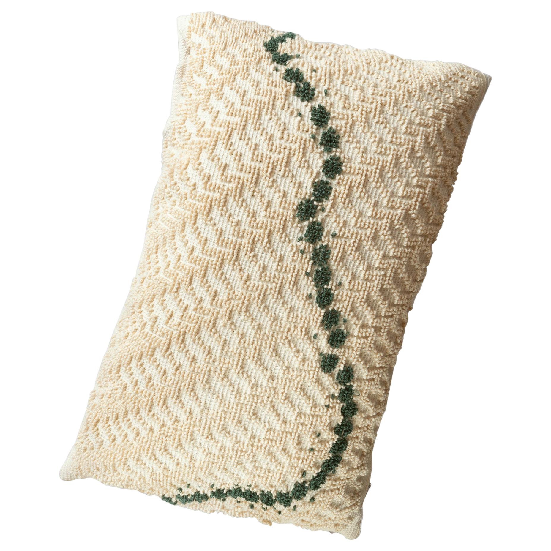 ORMA, Natural White and Green Cotton Cushion