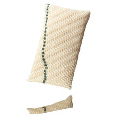 ORMA, Large Natural White and Green Cotton Cushion