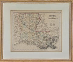 Louisiana: A Framed 19th Century Map by O.W. Gray