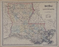 Louisiana: A Framed 19th Century Map by O.W. Gray