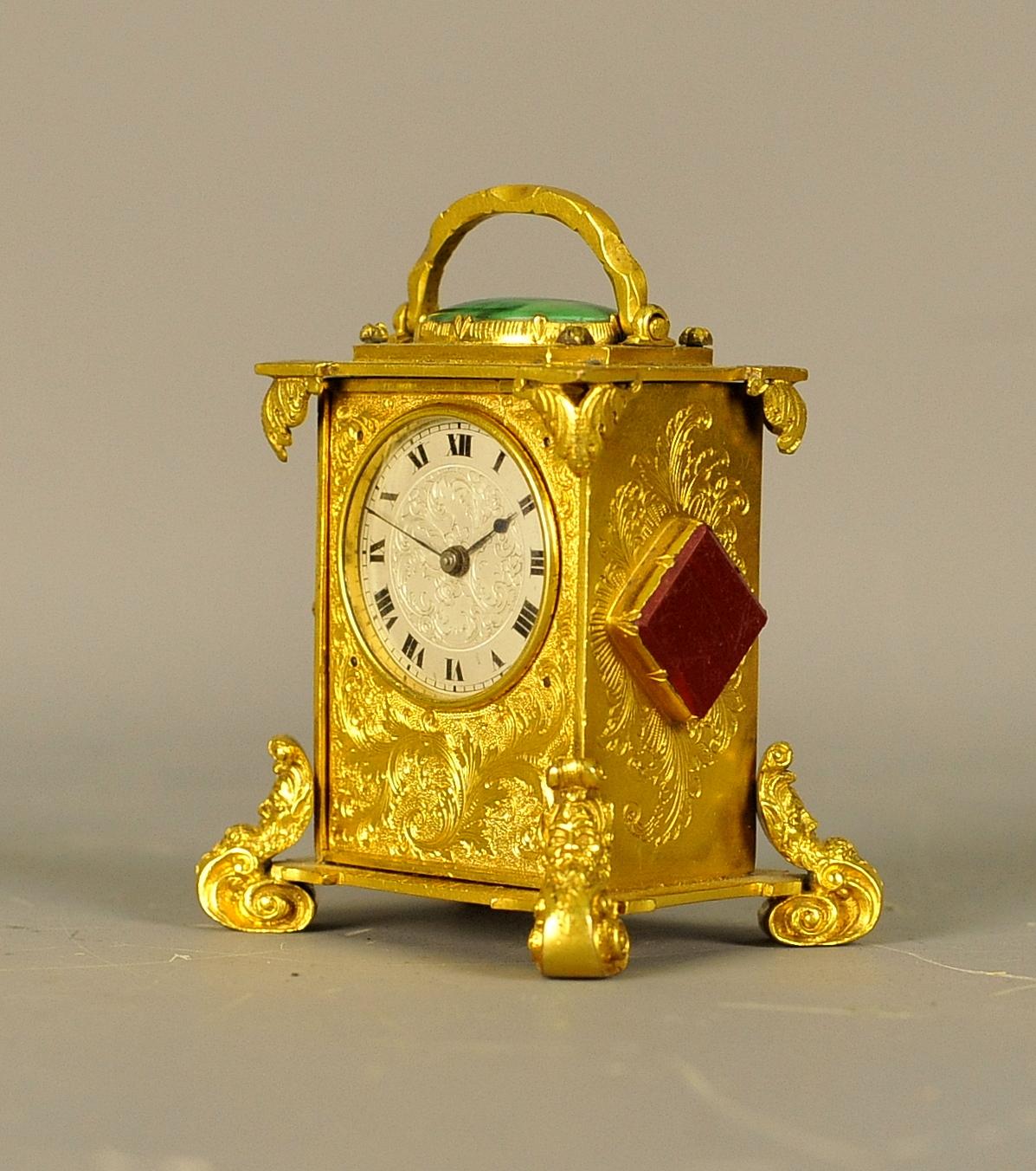 Rococo Revival Ormlou mounted English Miniature Carriage Clock