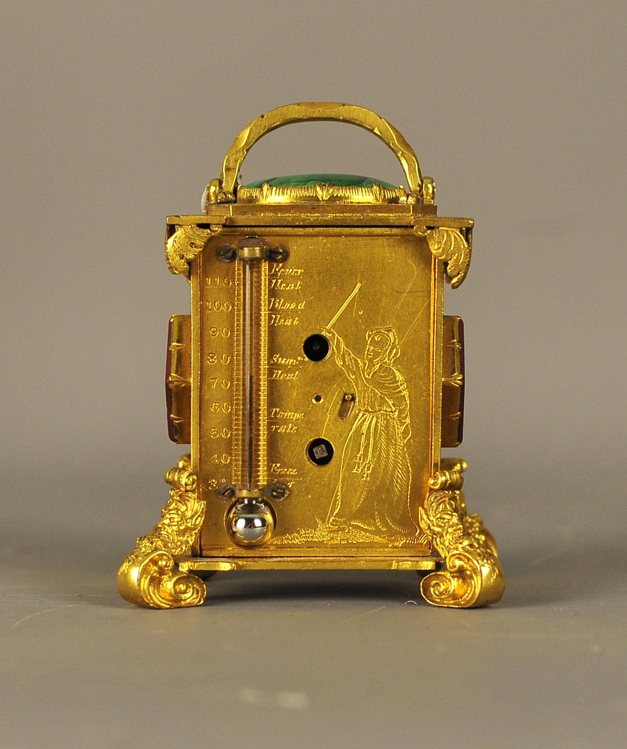 Engraved Ormlou mounted English Miniature Carriage Clock