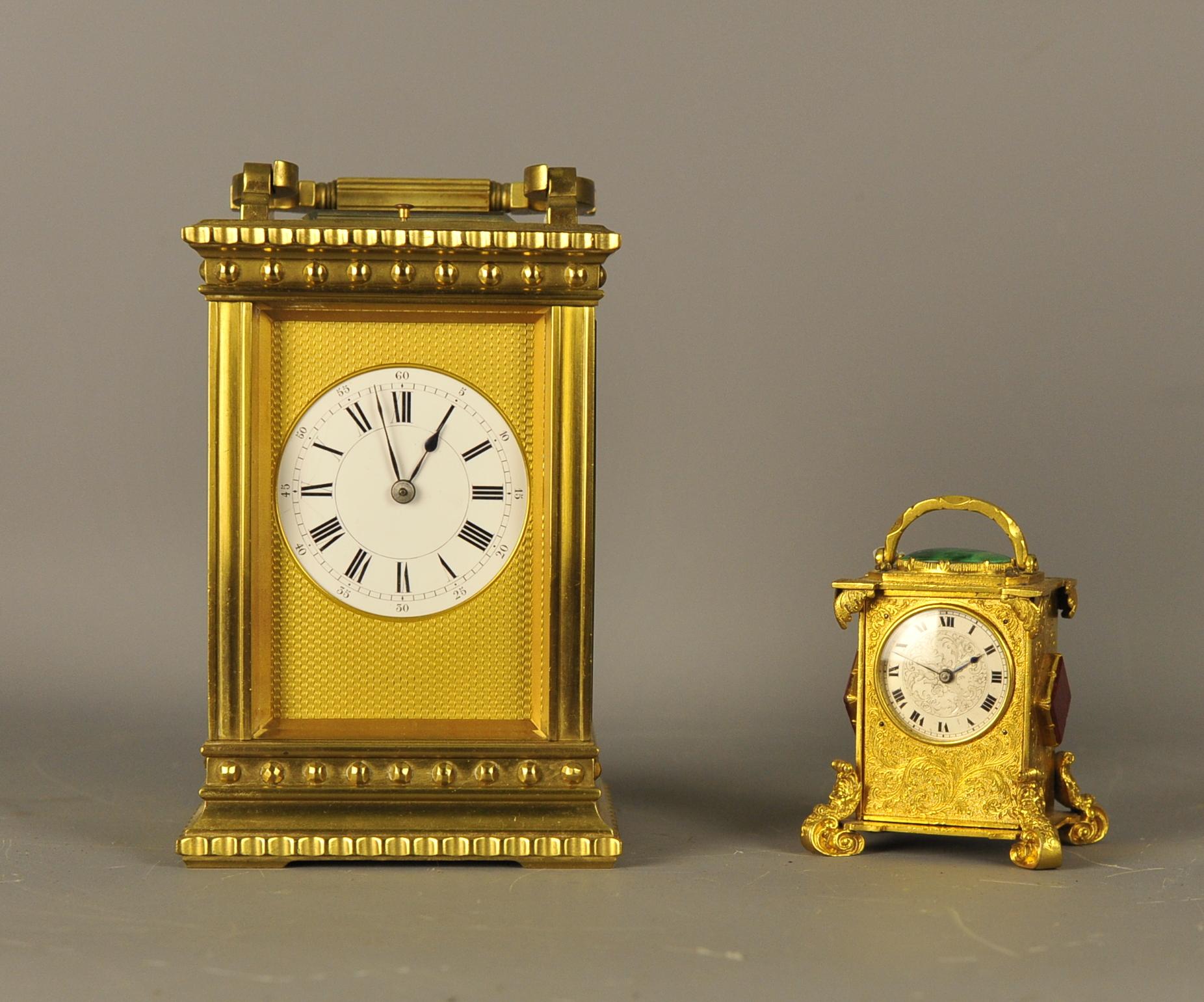 Ormolu Ormlou mounted English Miniature Carriage Clock