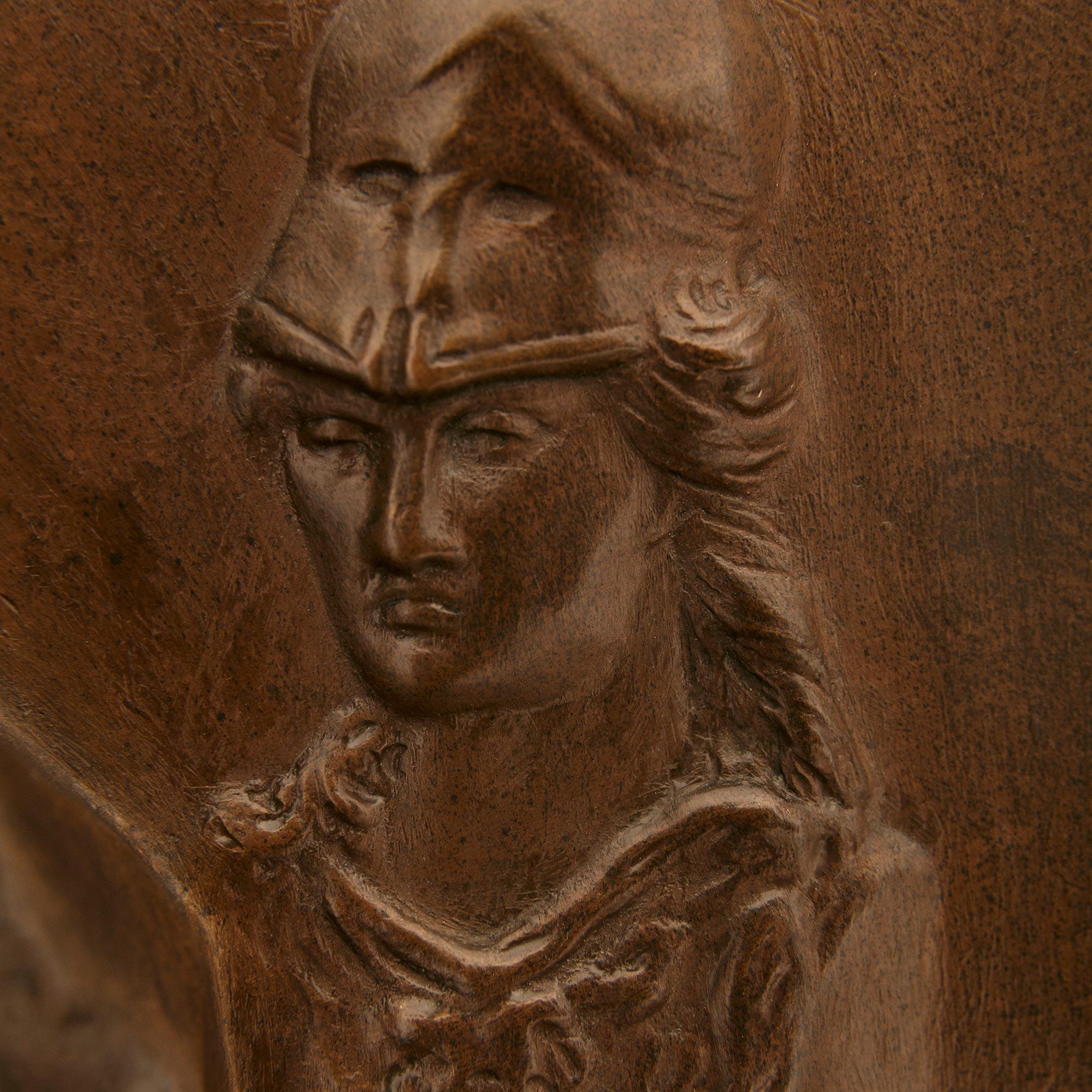 Bronze Ormolu and Breccia Pernice marble trophy of Clio, singed by Henri Chapu For Sale