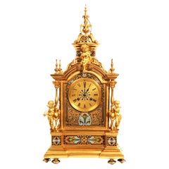 Ormolu and Champleve Enamel Retro French Clock by Le Roy & Fils 