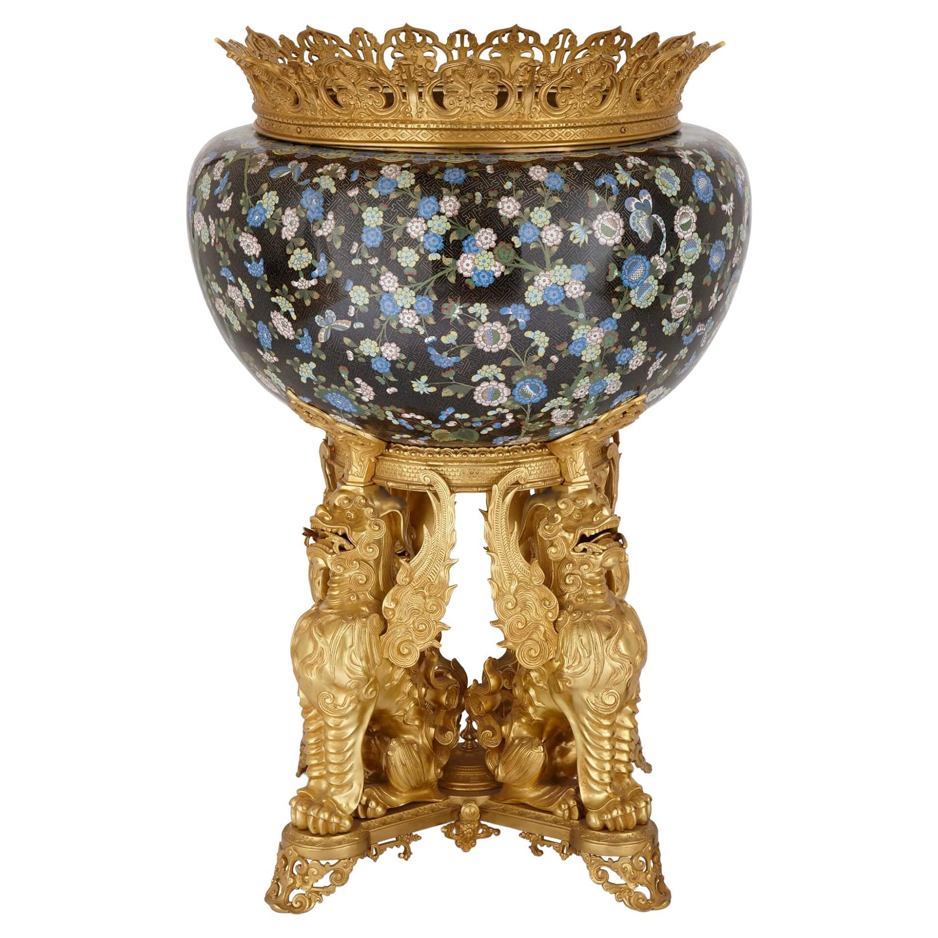 Ormolu and Cloisonné Enamel Jardinière Attributed to F. Barbedienne