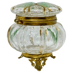 Antique Ormolu and Crystal Glass Trinket Jewelry Box, France, circa 1880s