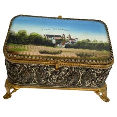 Ormolu and Glass Souvenir Trinket Jewelry Box, Nuremberg Castle, circa 1900s