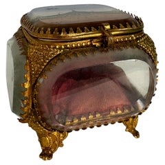 Ormolu and Glass Souvenir Trinket Jewelry Box, Worlds Fair Lyon, France 18940s