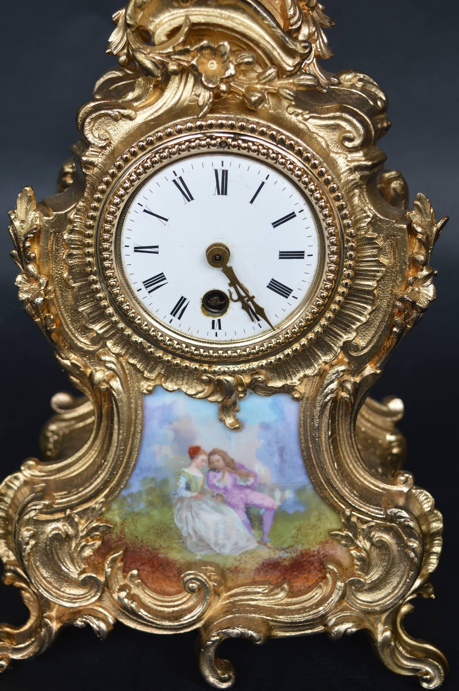 Ormolu and hand-painted French clock.