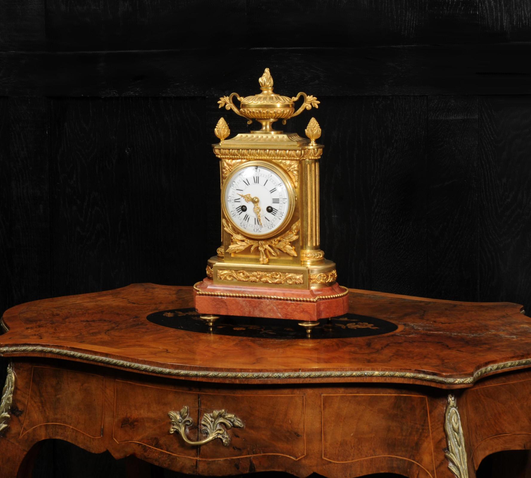 19th Century Ormolu and Marble Louis XVI Antique French Clock by Charpentier & Cie, Paris