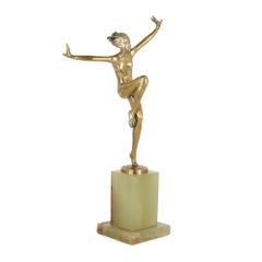 Figure d'une danseuse en bronze doré et onyx de Josef Lorenzl