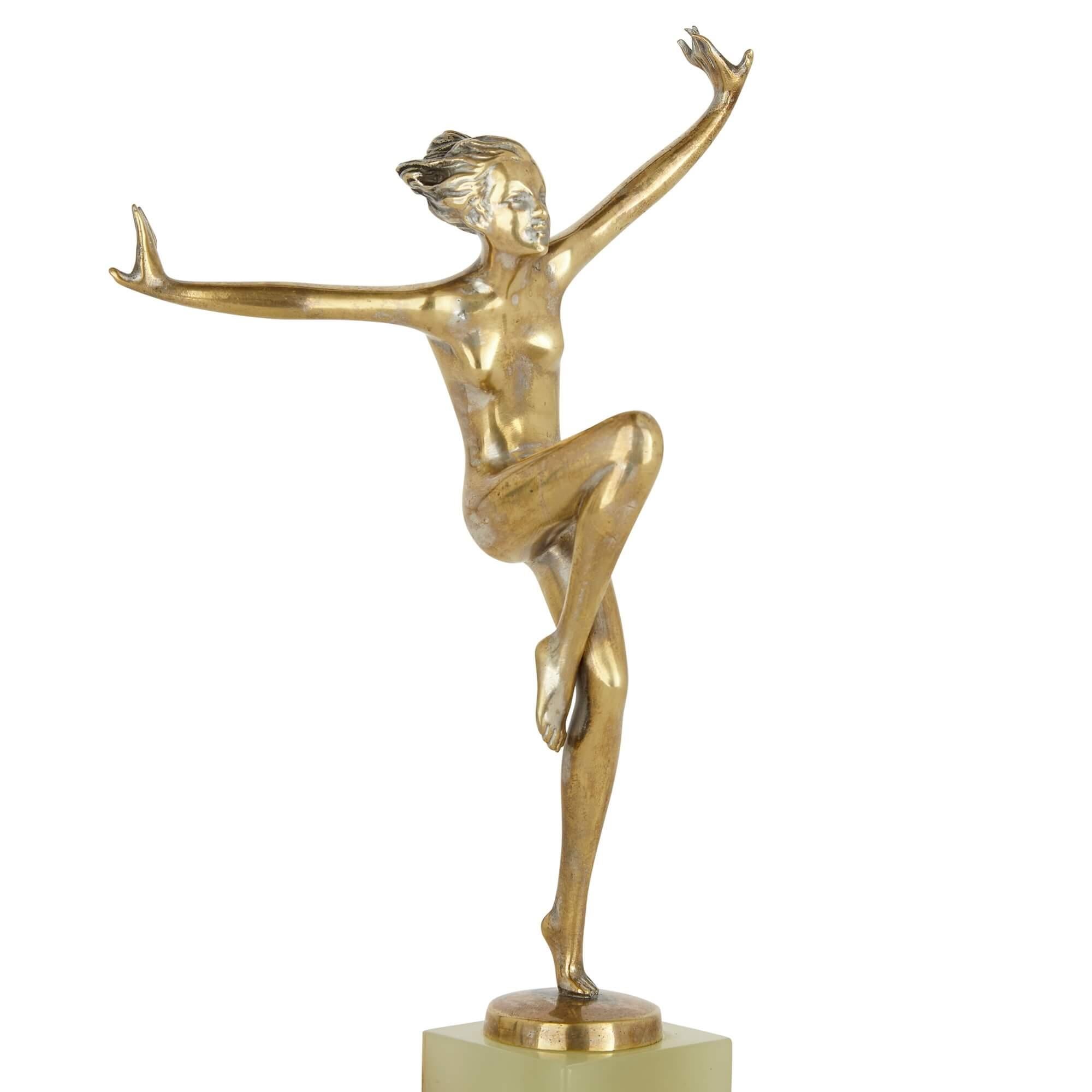Art Deco Ormolu and Onyx Figure of a Dancer by Josef Lorenzl For Sale
