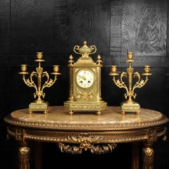 Ormolu and Onyx Louis XVI Antique French Clock Set by Louis Japy
