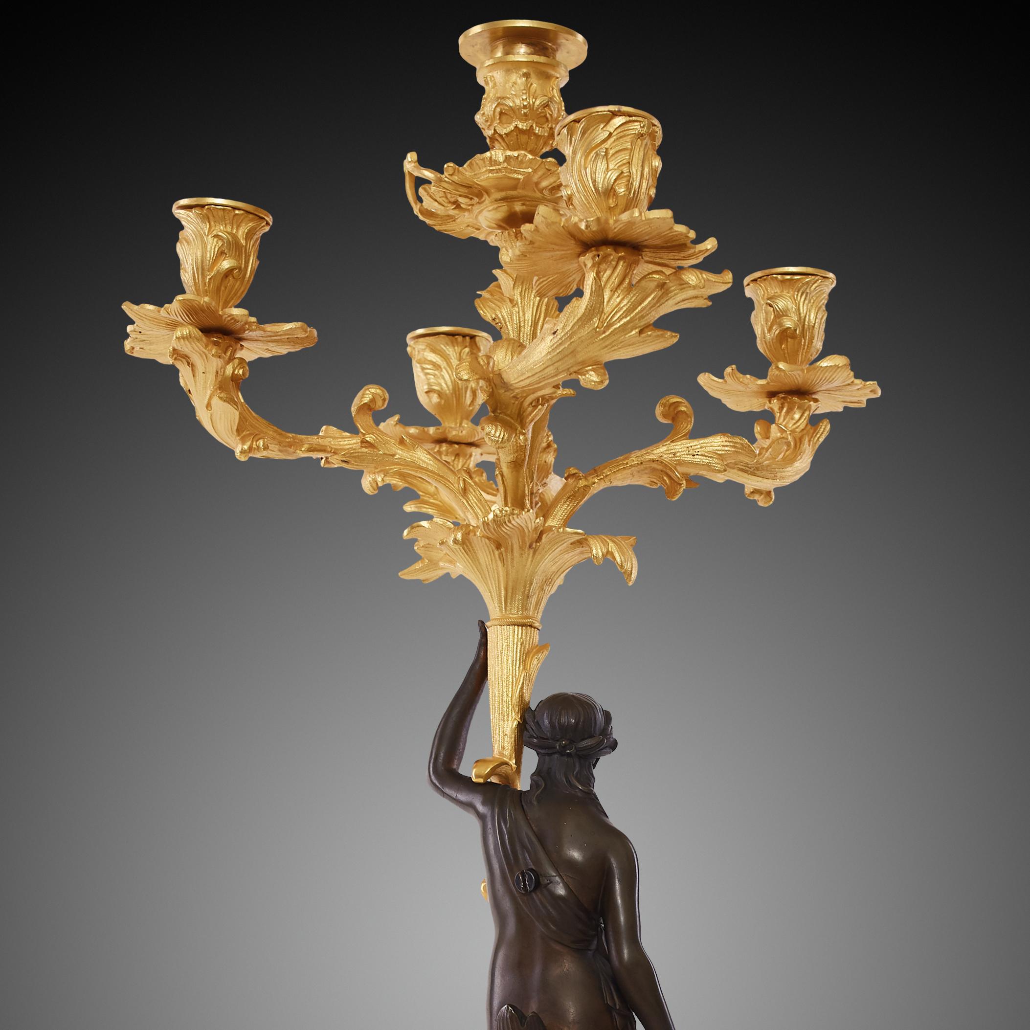 Louis XVI Candélabres bronze doré et patiné en vente