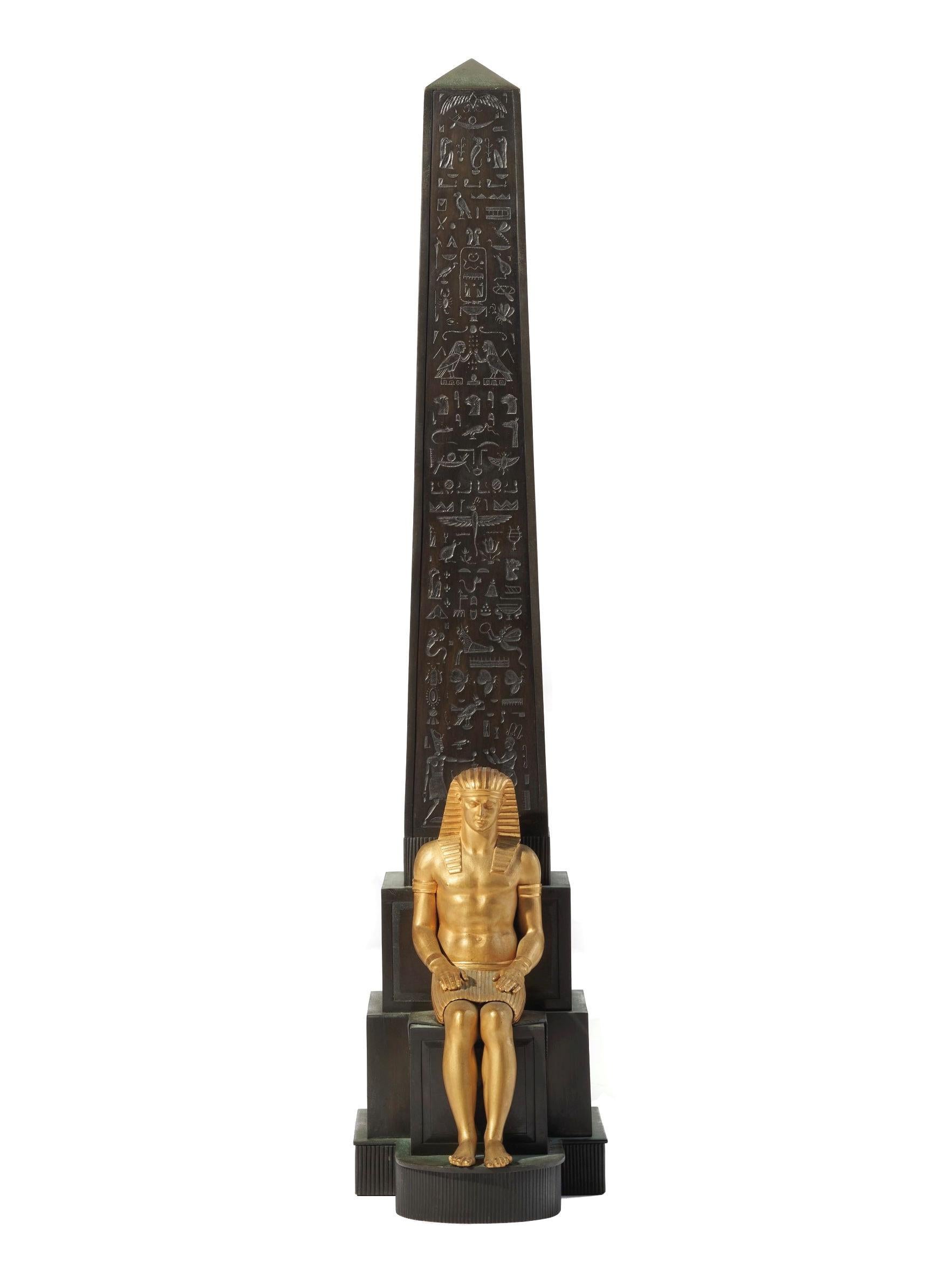 19th Century French Empire Egyptian Bronze Obelisk