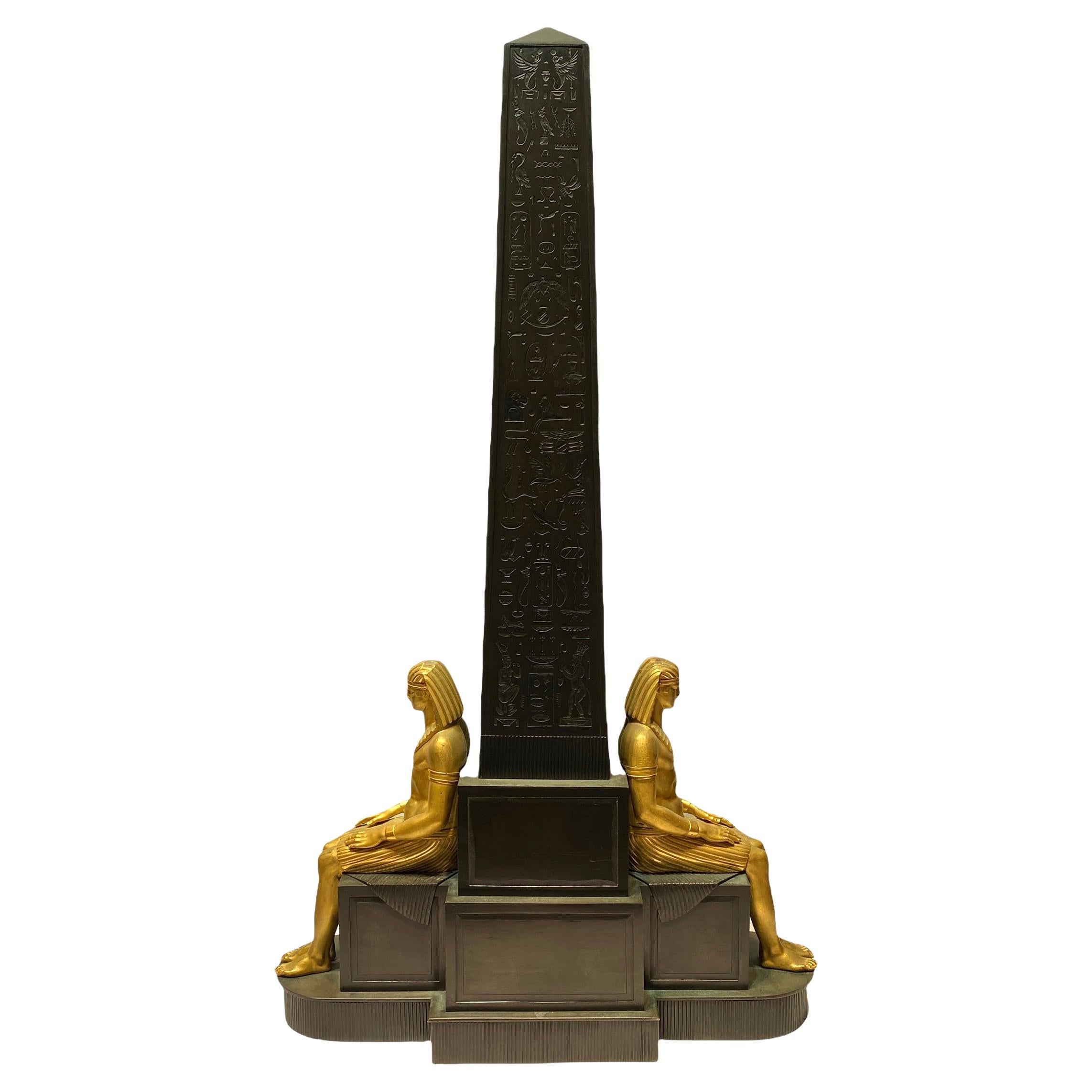 French Empire Egyptian Bronze Obelisk