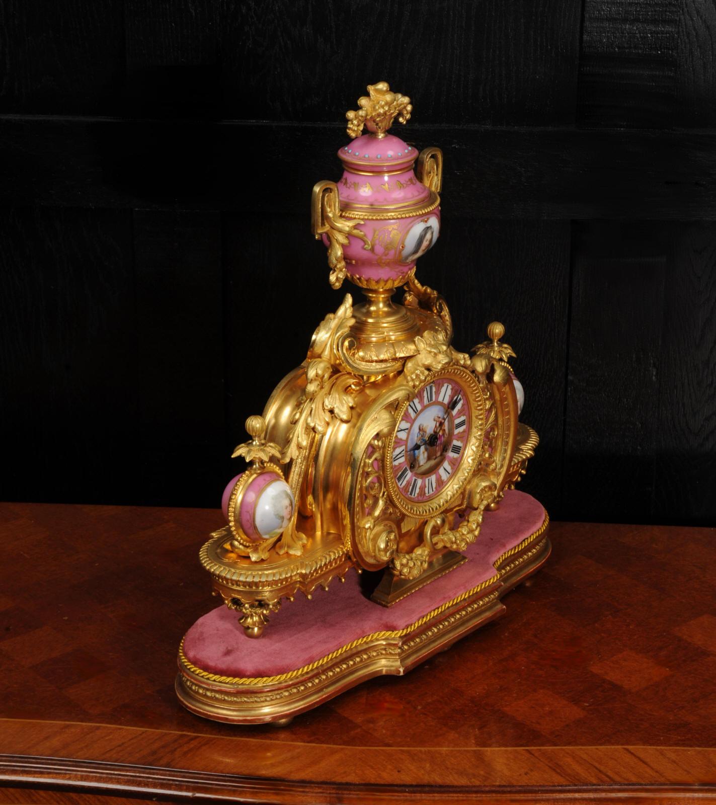 Antike französische Uhr aus Goldbronze und Sevres-Porzellan von Achille Brocot im Angebot 5