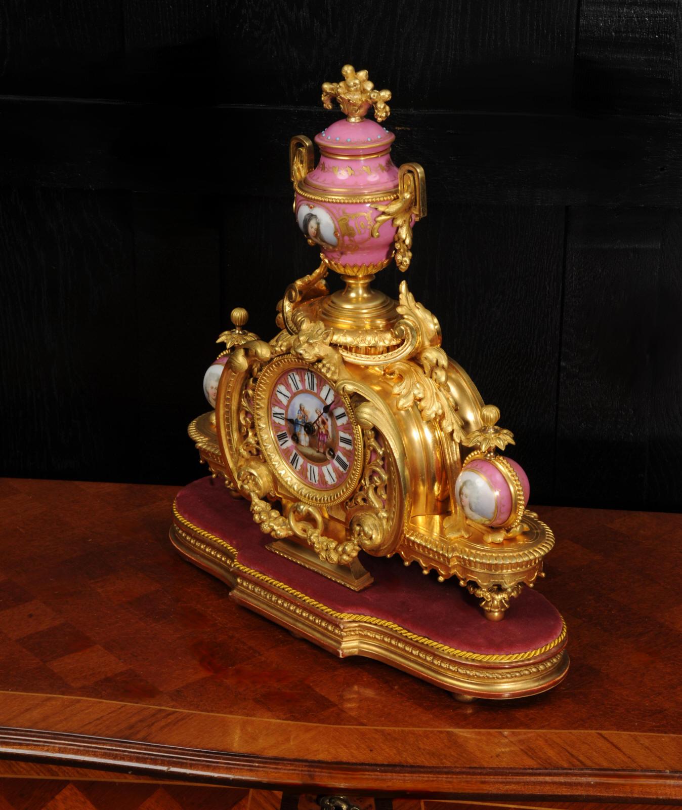 Antike französische Uhr aus Goldbronze und Sevres-Porzellan von Achille Brocot im Angebot 6