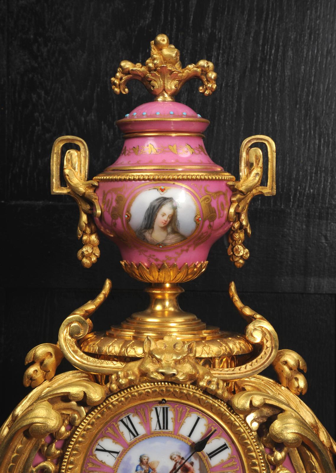 Antike französische Uhr aus Goldbronze und Sevres-Porzellan von Achille Brocot im Angebot 7
