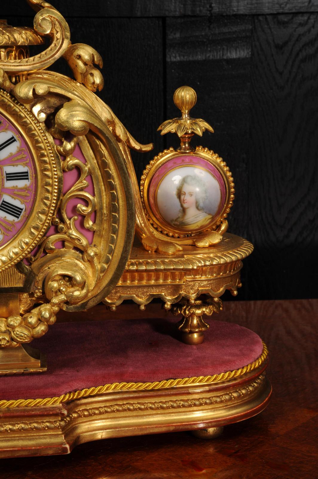 Antike französische Uhr aus Goldbronze und Sevres-Porzellan von Achille Brocot im Angebot 9