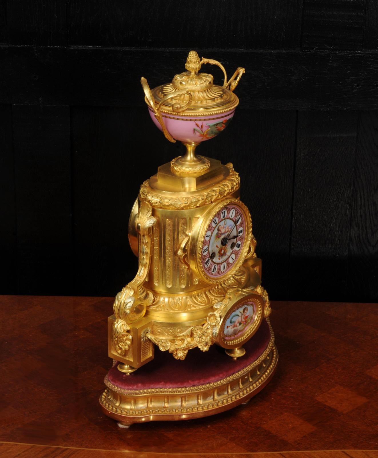Ormolu and Sevres Porcelain Antique French Clock by Achille Brocot For Sale 10