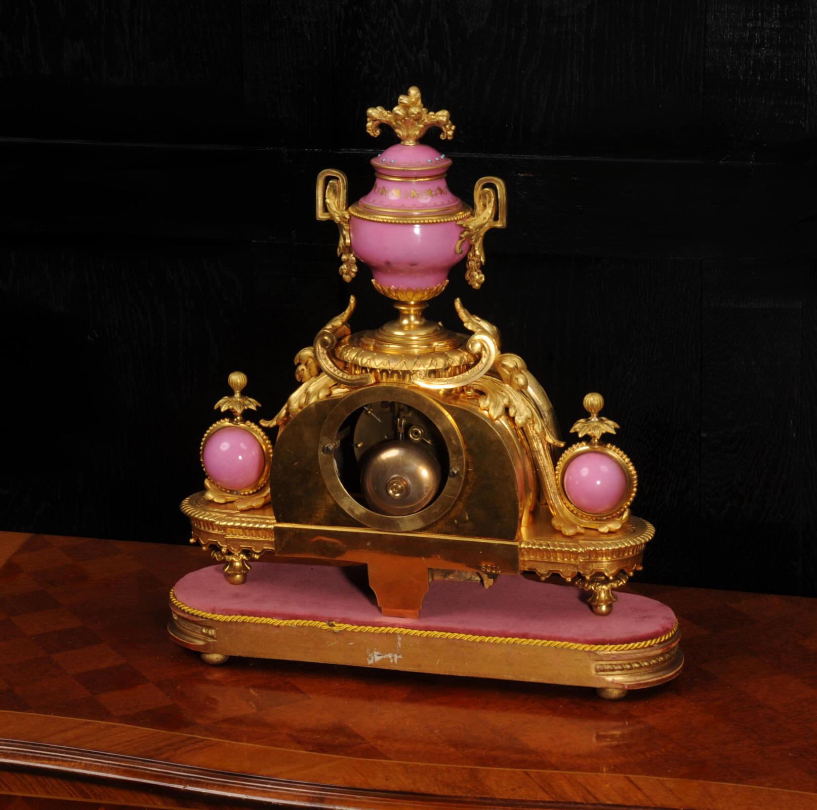 Horloge française d'antiquités en bronze doré et porcelaine de Sèvres par Achille Brocot en vente 9