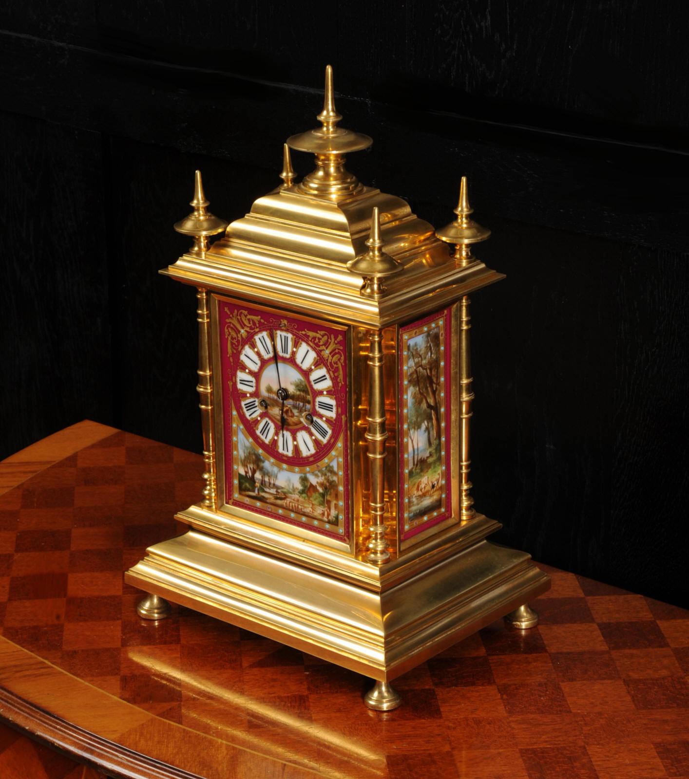 Ormolu and Sevres Porcelain Antique French Clock by Achille Brocot In Good Condition In Belper, Derbyshire