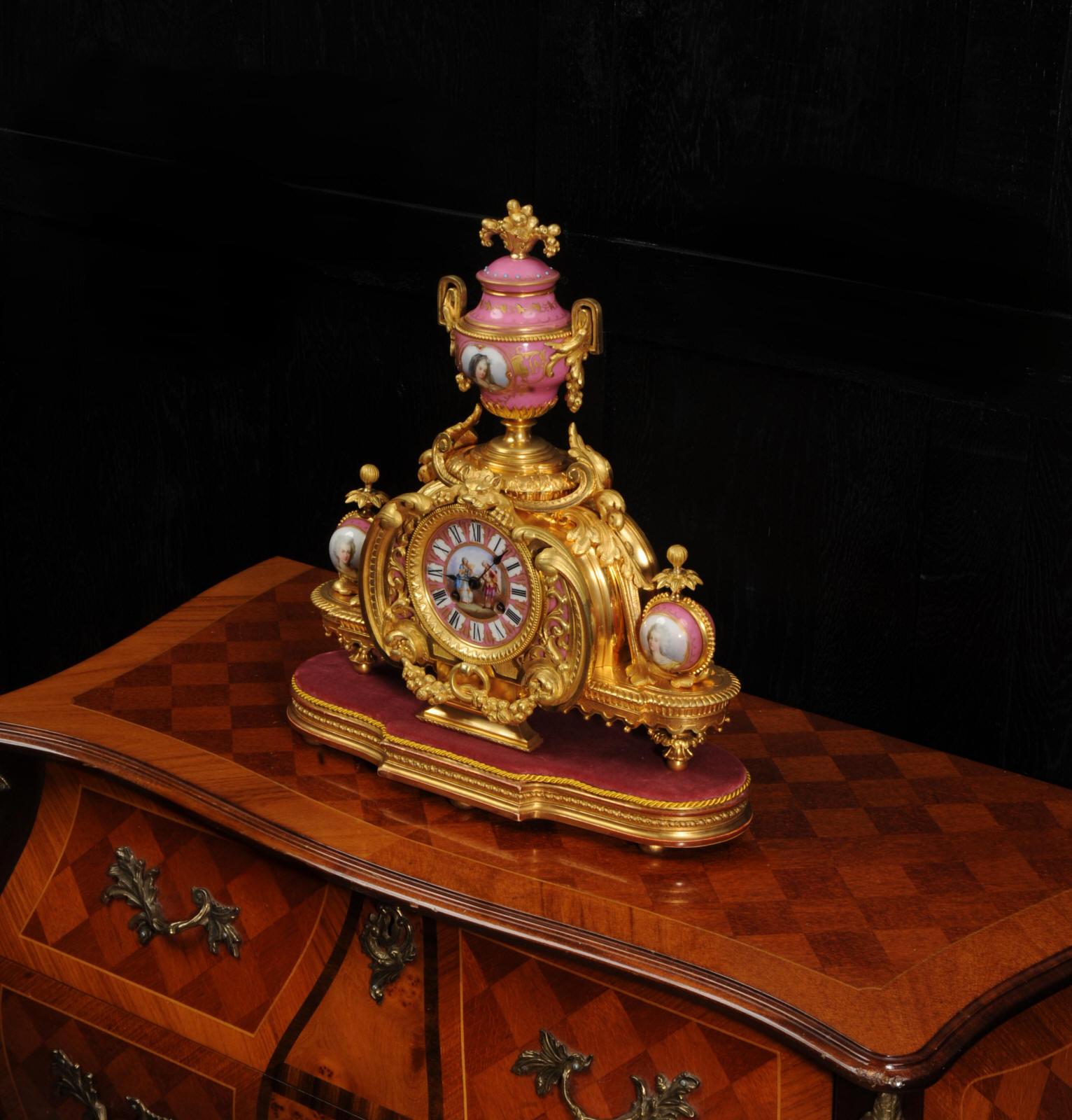 Antike französische Uhr aus Goldbronze und Sevres-Porzellan von Achille Brocot im Angebot 2