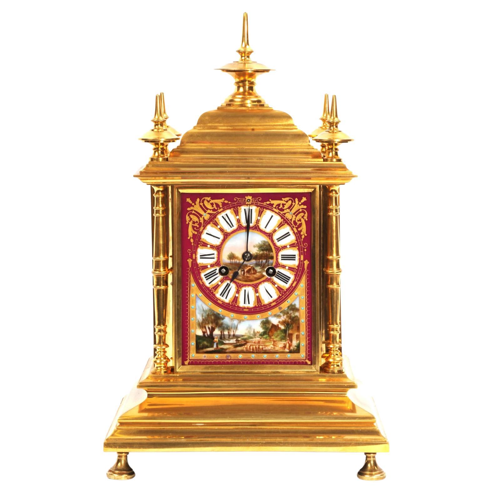 Ormolu and Sevres Porcelain Antique French Clock by Achille Brocot