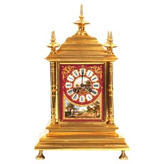 Antike französische Uhr aus Goldbronze und Sevres-Porzellan von Achille Brocot