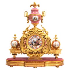 Horloge française d'antiquités en bronze doré et porcelaine de Sèvres par Achille Brocot