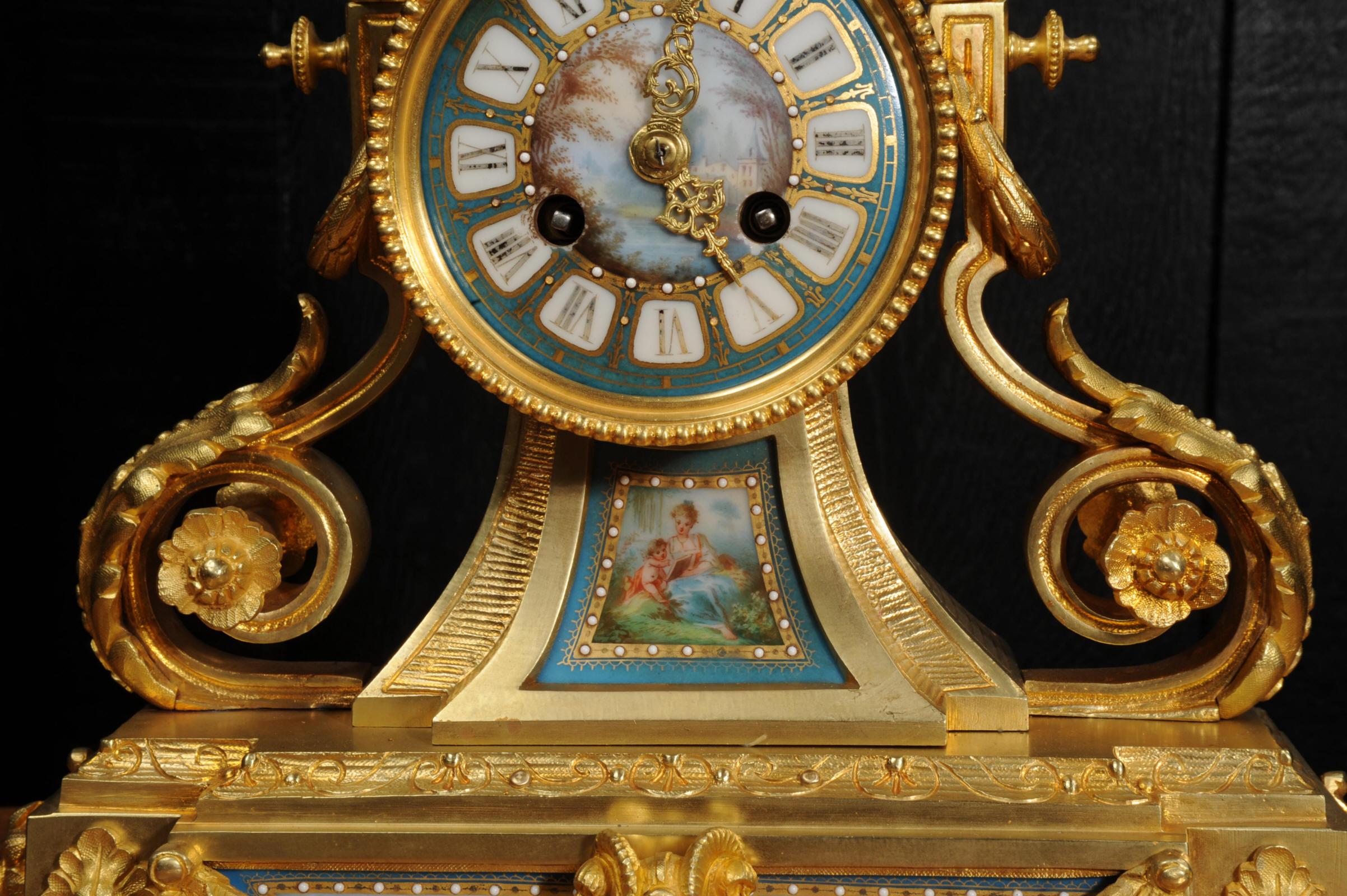 Ormolu and Sevres Porcelain Antique French Clock by Le Roy et Fils 9