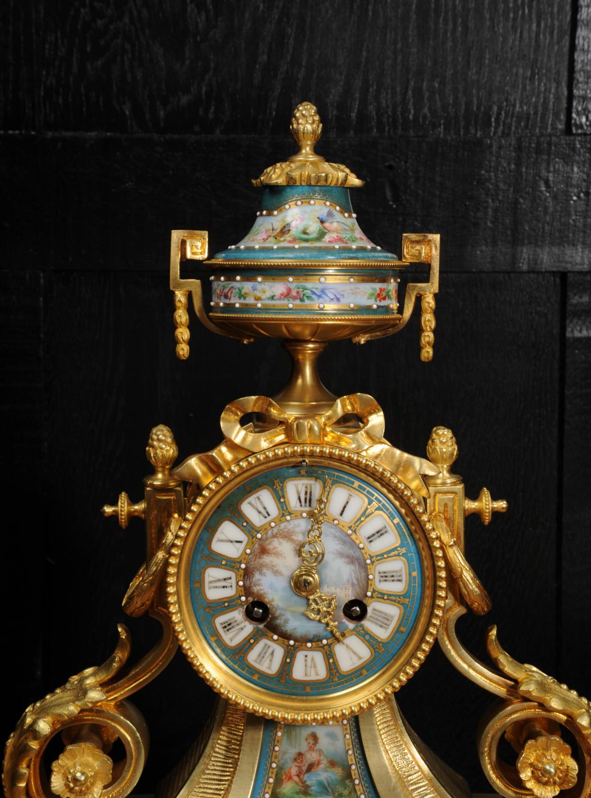 Ormolu and Sevres Porcelain Antique French Clock by Le Roy et Fils 10