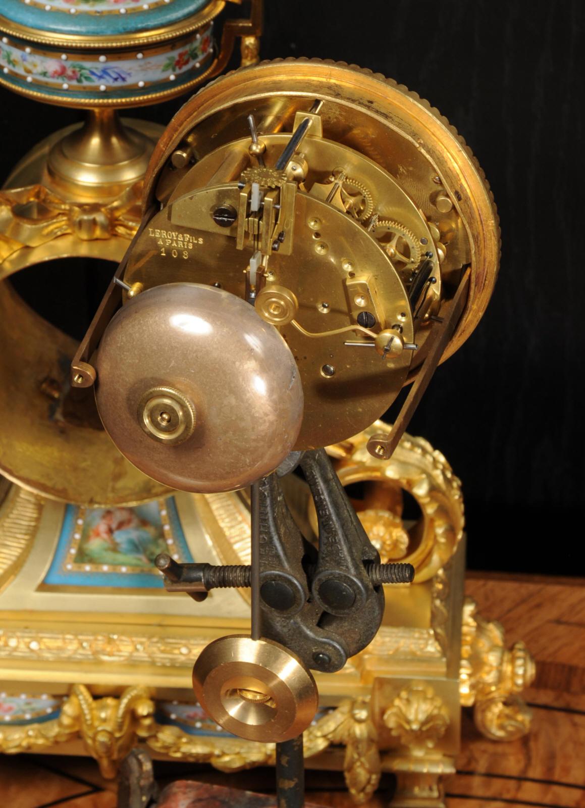 Ormolu and Sevres Porcelain Antique French Clock by Le Roy et Fils 14