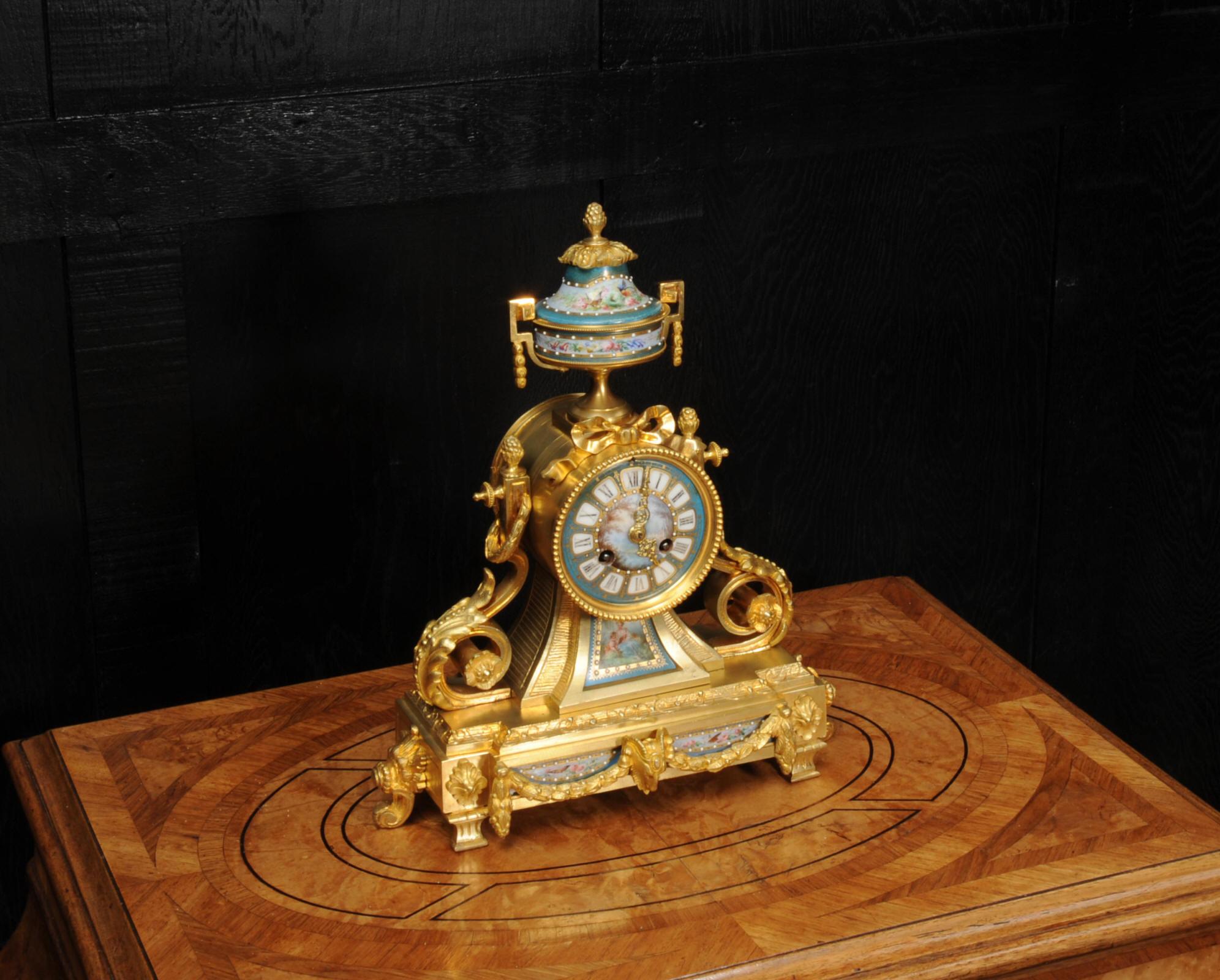 Louis XVI Ormolu and Sevres Porcelain Antique French Clock by Le Roy et Fils