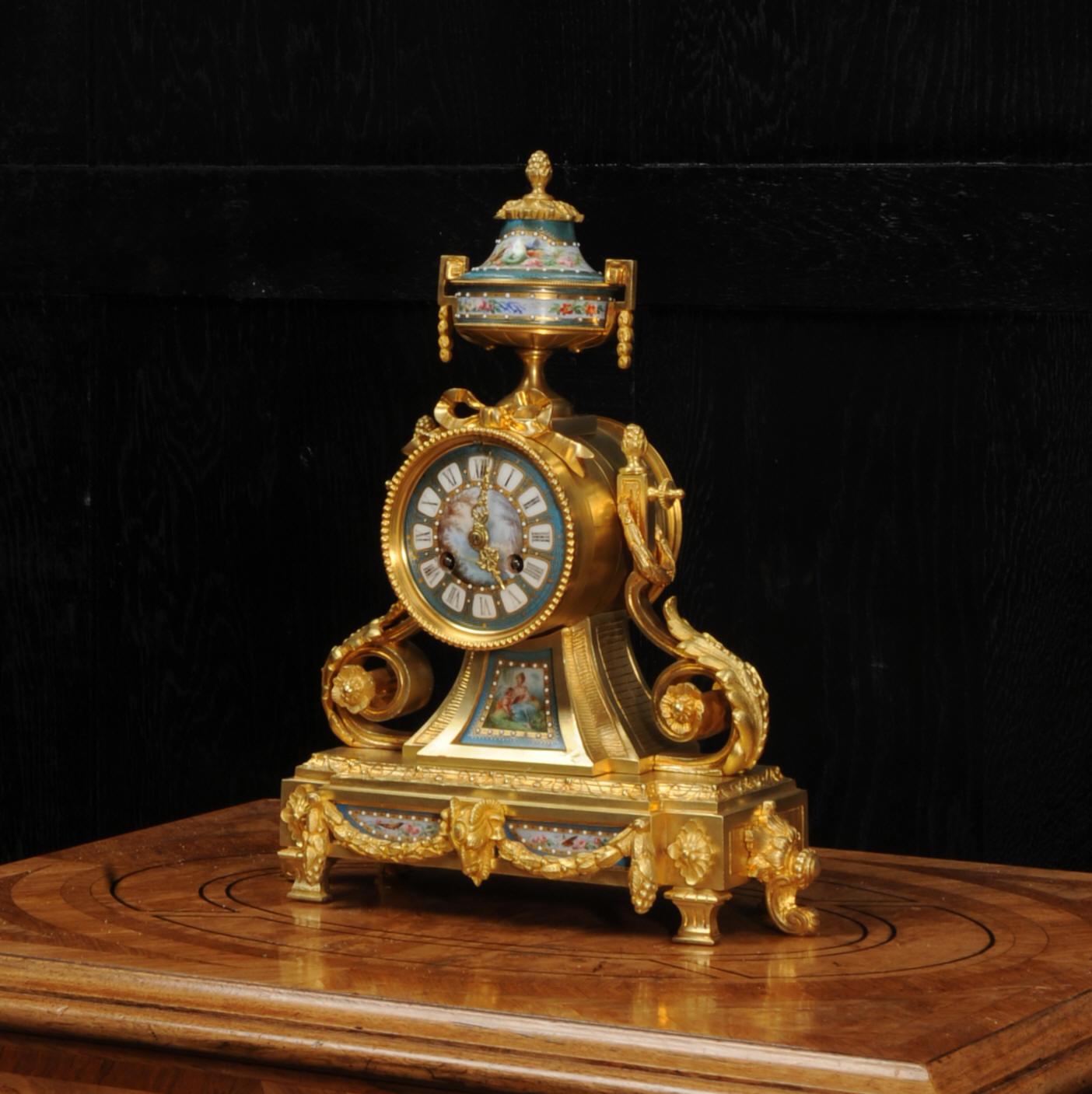 19th Century Ormolu and Sevres Porcelain Antique French Clock by Le Roy et Fils