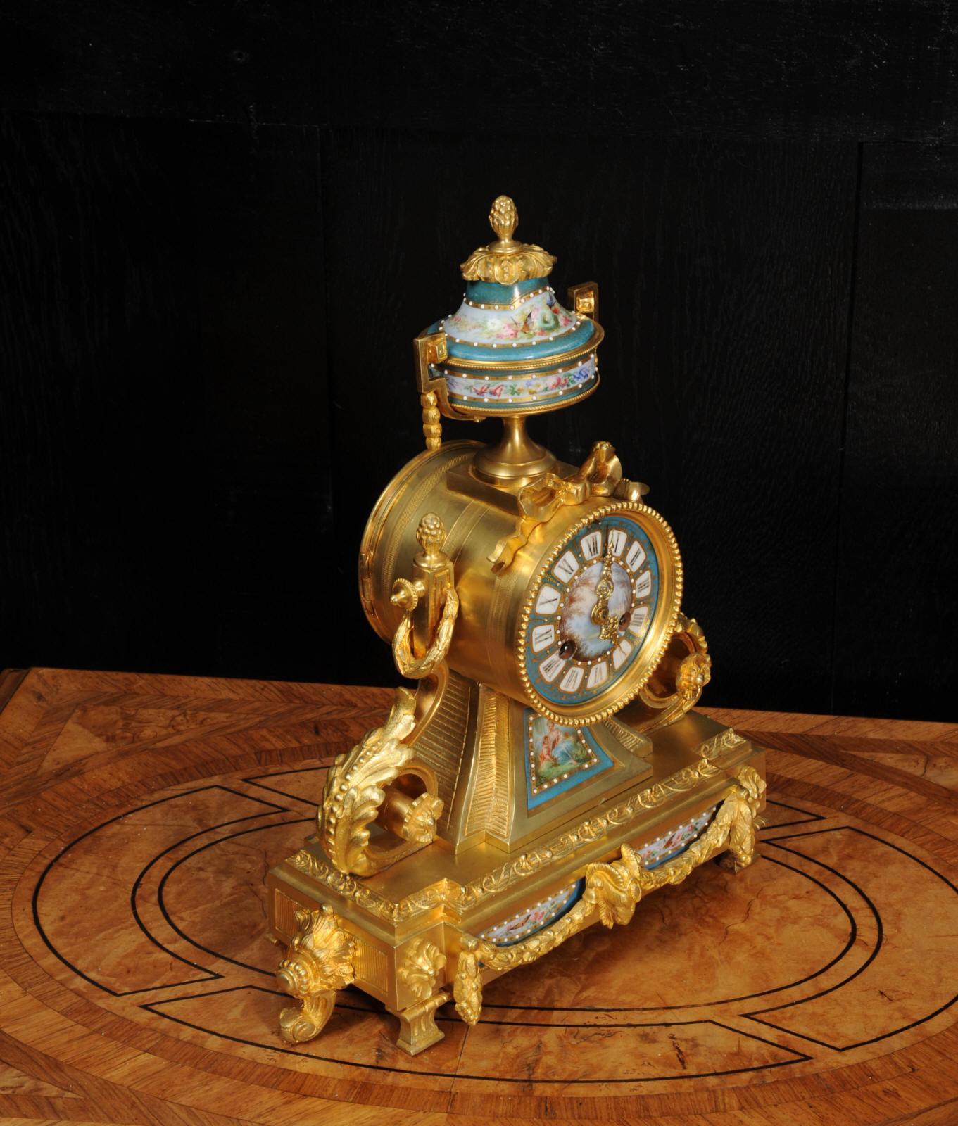 Ormolu and Sevres Porcelain Antique French Clock by Le Roy et Fils 2