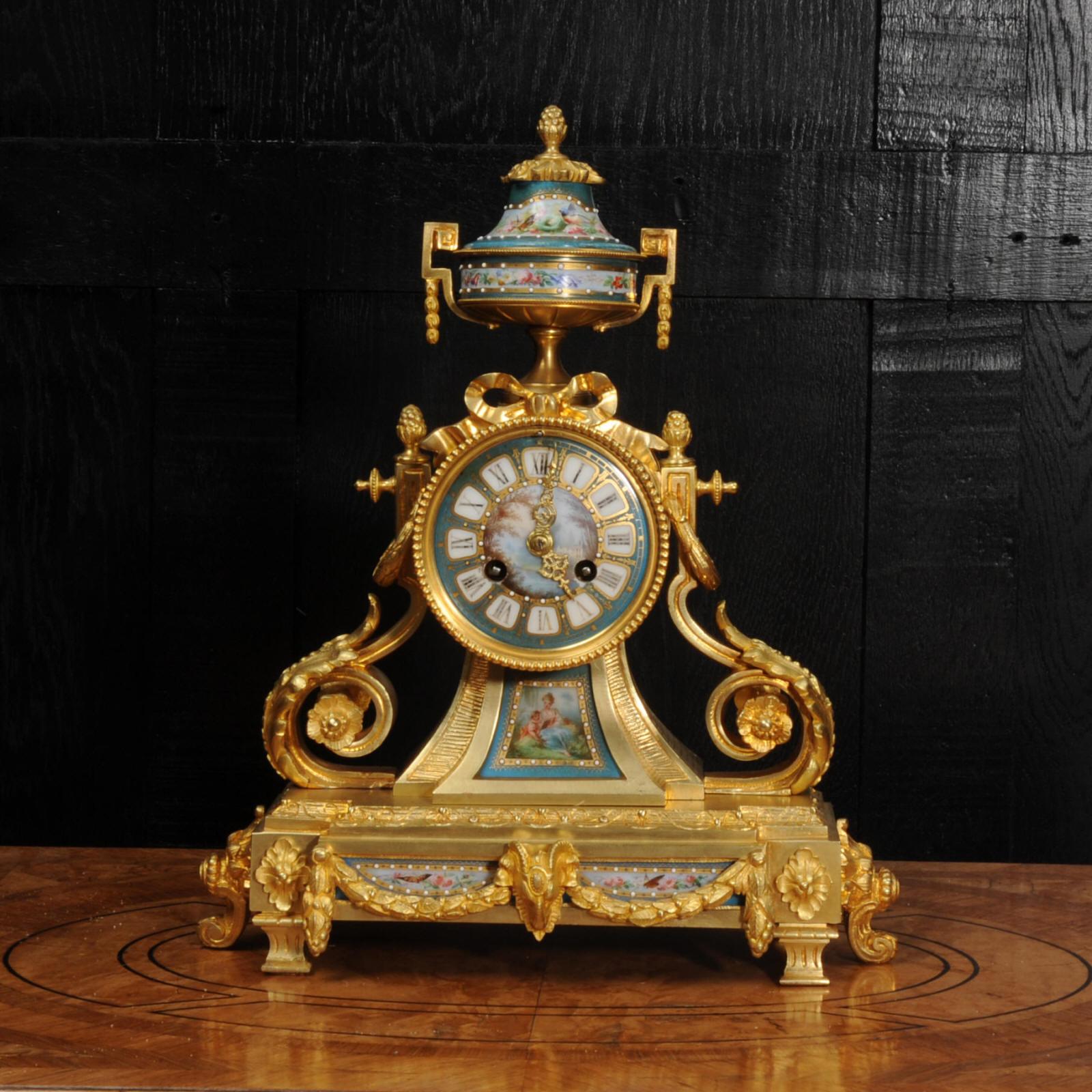 Ormolu and Sevres Porcelain Antique French Clock by Le Roy et Fils 3