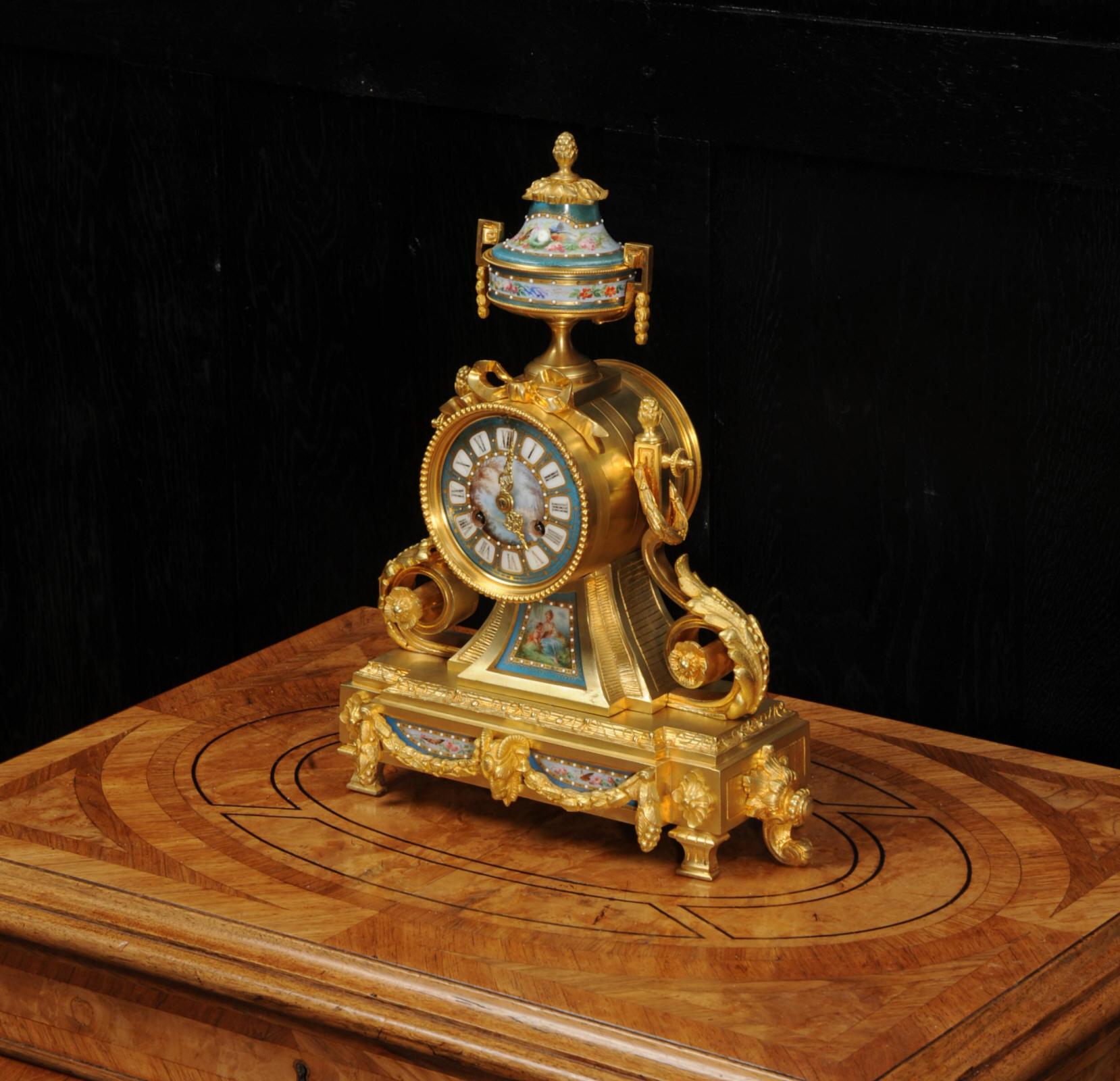 Ormolu and Sevres Porcelain Antique French Clock by Le Roy et Fils 4