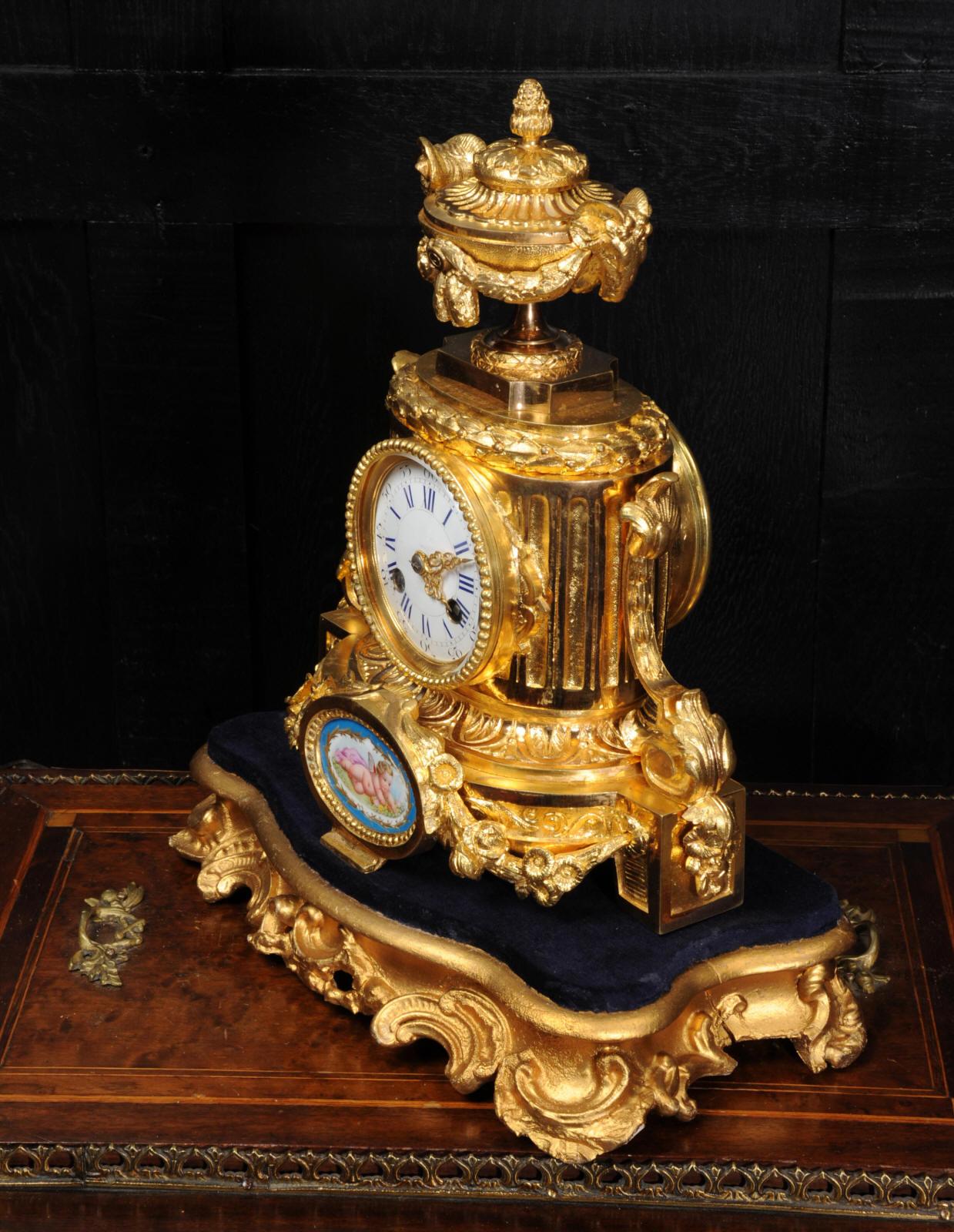 19th Century Ormolu and Sèvres Porcelain Boudoir Antique French Clock