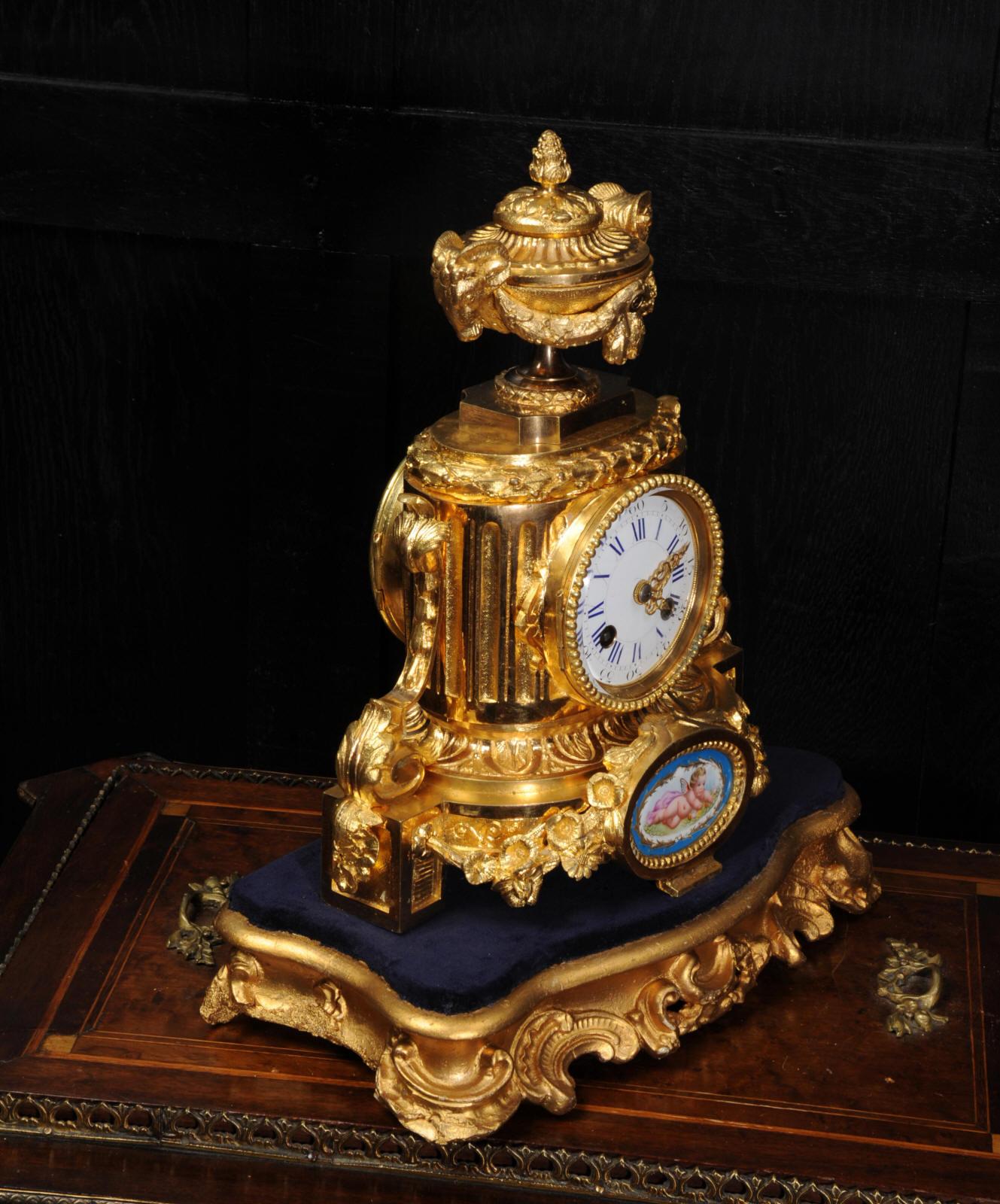 Ormolu and Sèvres Porcelain Boudoir Antique French Clock 1